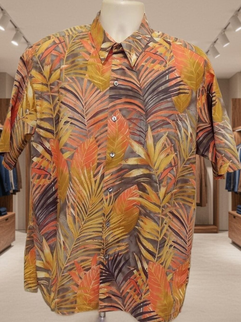 TORI RICHARD VINTAGE Pure Cotton Lawn Hawaiian Men's Shirt Size L Excellent